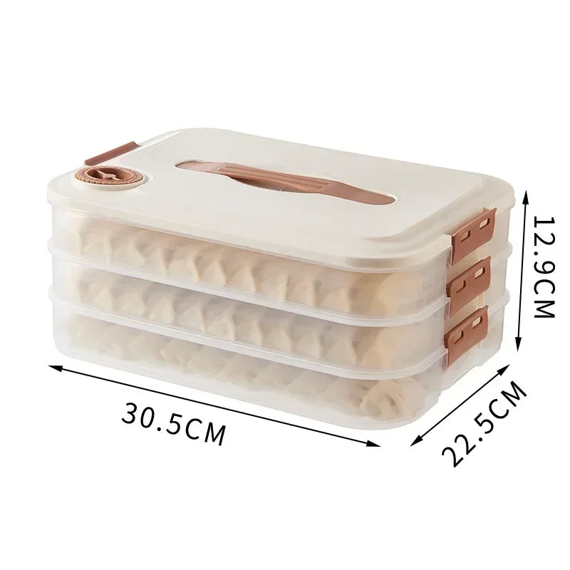 JUSTINLAU Dumpling Storage Box - Multi-Layer Stackable Food Container with Sealed Fresh-Keeping Design for Kitchen Storage