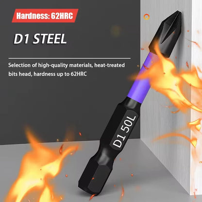 Magnetic Anti-Slip Impact Screwdriver Bit Set – Phillips Cross Long Hex Shank Bits for Power Drilling and Heavy Duty Use