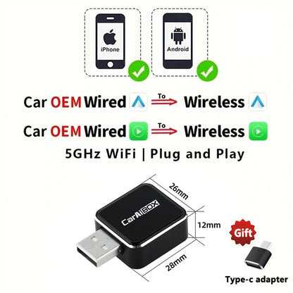 EKIY 2-in-1 Wireless CarPlay & Android Auto Dongle – AI Smart Box for Cars with Wired CarPlay