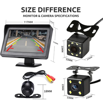 4.3" Car Rear View Monitor – Easy-Install Reversing Camera for Parking System & Vehicle Safety