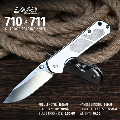 LAND 710/711 Outdoor Folding Knife – Pocket Nail File, Camping, Survival, Fishing & Hunting EDC Tool