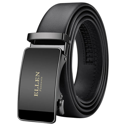 OYIFAN Men’s Genuine Leather Belt – Designer Alloy Buckle Automatic Ratchet Belt