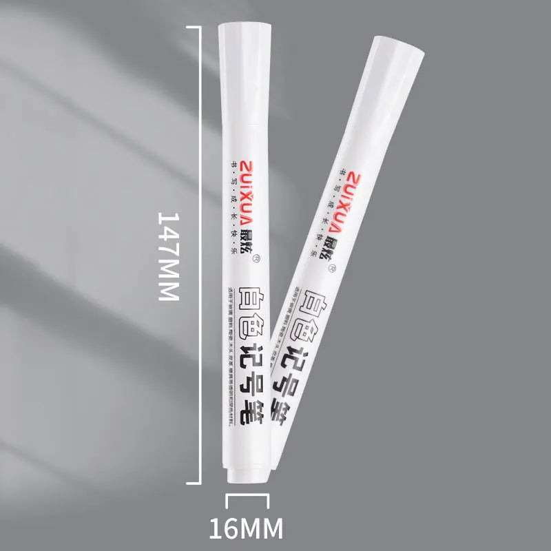 White Marker Pens Set - 2.0mm Oily Waterproof Gel Pen for DIY Graffiti, Sketching, Stationery, Writing, School Supplies