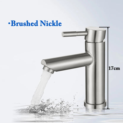 Matte Black Basin Sink Faucet - Deck Mounted Hot & Cold Water Mixer Tap for Bathroom Lavatory Sink (Hose Not Included)