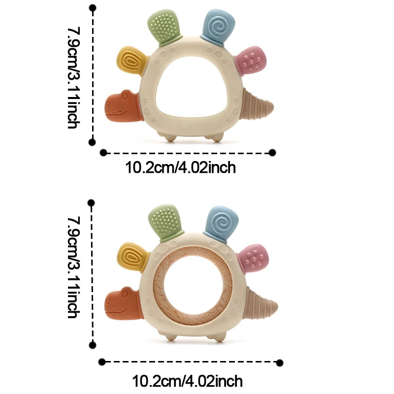 Baby Dinosaur Silicone Teether - BPA Free Easy Grip Chewing Toy for Newborns & Infants