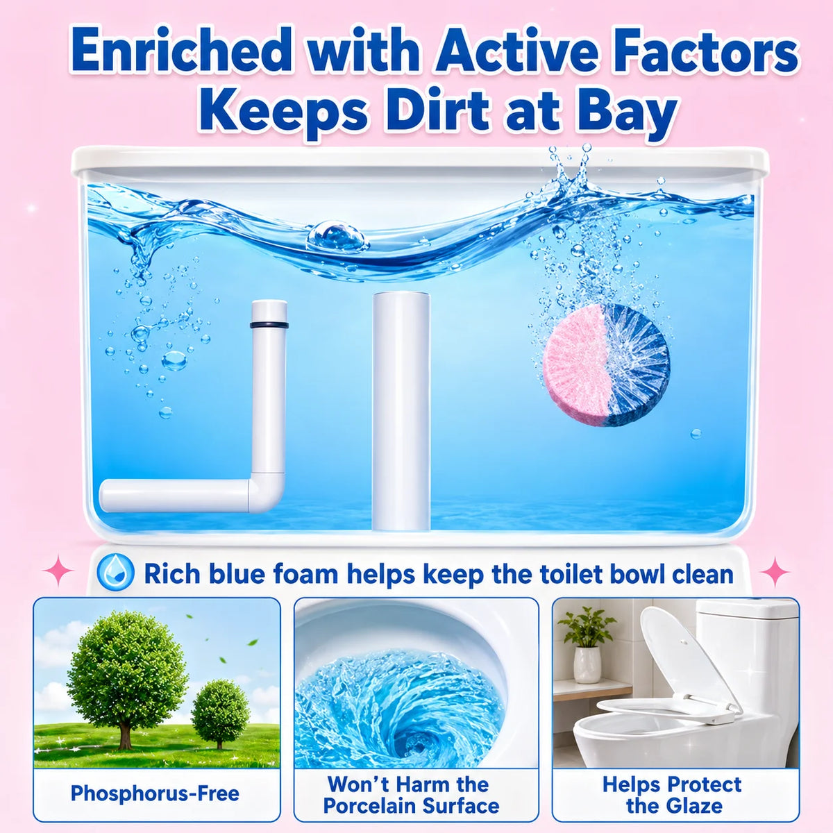 6/12-Pack Long-Lasting Toilet Bowl Cleaner Tablets - Automatic Toilet Cleaning with Sustained-Release Formula for Stain Control and Freshness