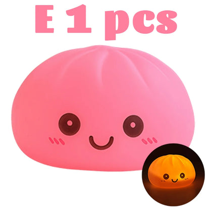 2027 Kawaii Dumpling Night Light - Cute Glowing Dumpling Steamer Desktop Ornament and Gift Decor