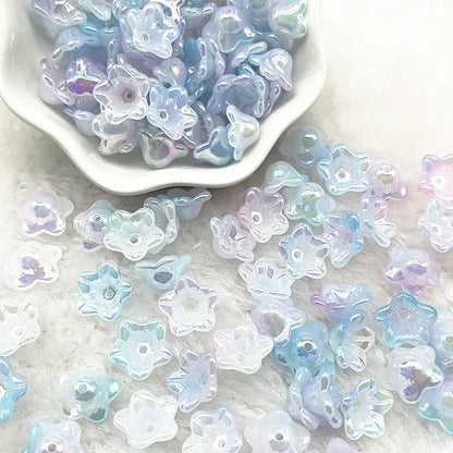 50pcs 7x13mm Gradient Acrylic Bellflower Beads - Flower Caps, Spacer Beads & Charms for DIY Jewelry Making