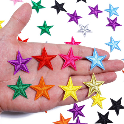 10pcs Mini Star Iron-On Embroidery Patches – Small Pentagram Appliques for DIY Clothing, Black White Gold Fashion Decoration