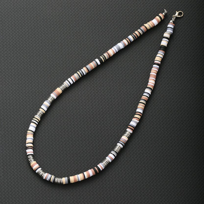 Bohemian White & Black Polymer Beads Necklace – Unisex Collar for Men and Women