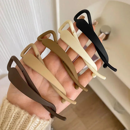 Frosted Banana Clips: Vertical Twist Ponytail Hair Clips - Matte Hair Claws Barrettes for Simple Hair Styling - Solid Color Hair Accessories