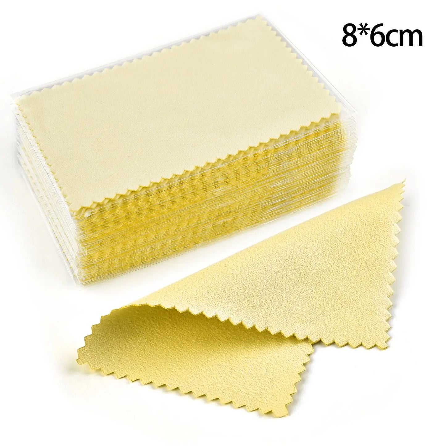 50pcs Silver Polishing Cloths 10x6.5cm & 8x8cm – Soft Cleaning Wipes for Necklaces, Rings & Jewelry Care