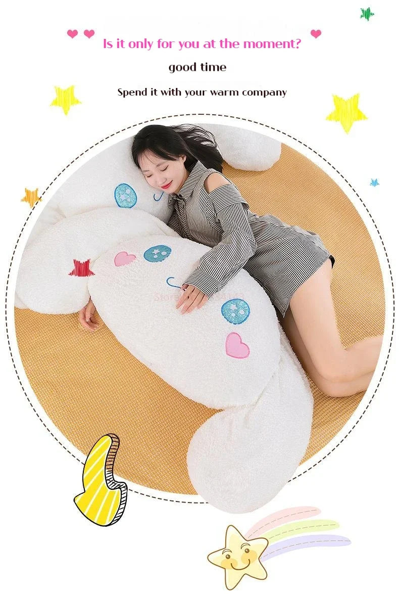 70 / 90 / 110 / 130cm cm Aoger Cinnamoroll Plush Doll – Kawaii Cartoon Stuffed Toy, Car Headrest Pillow & Back Cushion, Birthday Gift