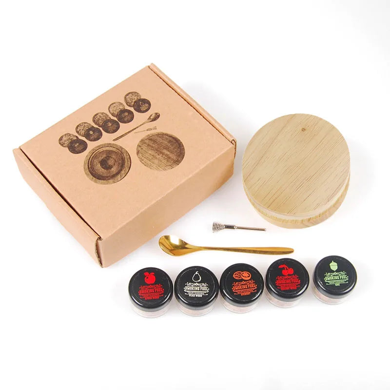 Cocktail Smoker Kit — Whiskey Wooden Smoker with Apple, Cherry, Oak & Pecan Wood Chips, Bar & Kitchen Drink Accessory