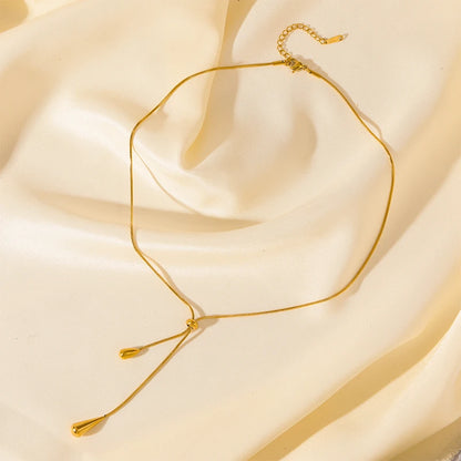 GANEMLY 316L Stainless Steel Water Drop Pendant Necklace – Trendy 18K Gold Plated Women’s Jewelry Gift