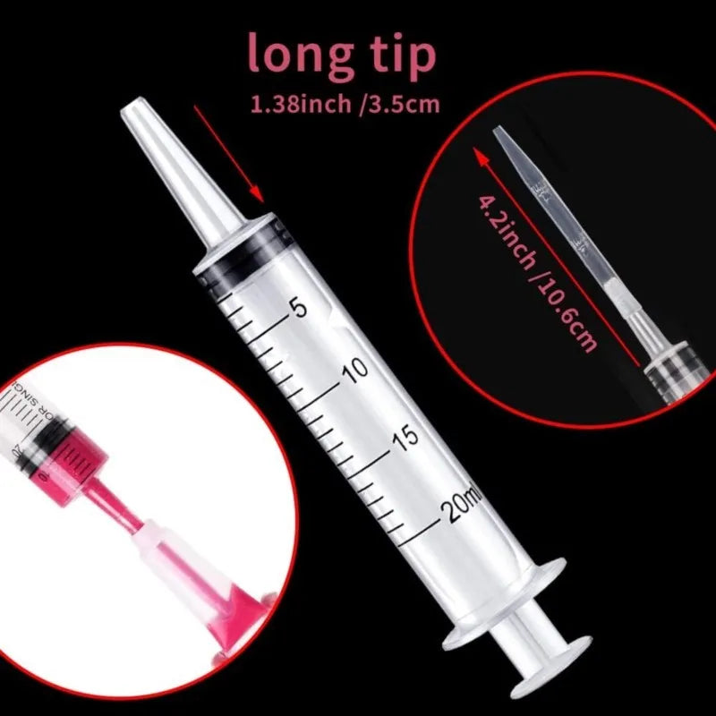 Reusable Plastic Measuring Syringe - 20ml and 60ml Needle-Free Liquid Dispenser for Hydroponics, Oils, Nutrients, and Pet Feeding
