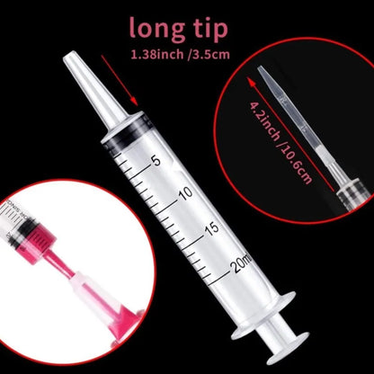 Reusable Plastic Measuring Syringe - 20ml and 60ml Needle-Free Liquid Dispenser for Hydroponics, Oils, Nutrients, and Pet Feeding