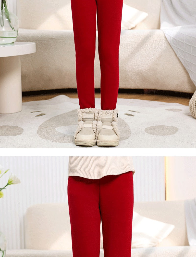 Winter Girls’ Fleece-Lined Thickened Trousers – Slim-Fit, Elastic Candy-Colored Pants to Keep Your Princess Cozy
