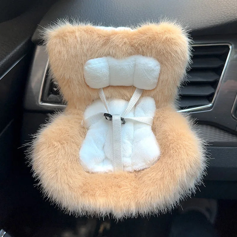 New 15-17cm Labubu Doll Safety Seat – Cute Doll Air Outlet Aromatherapy Decoration for Car Interior