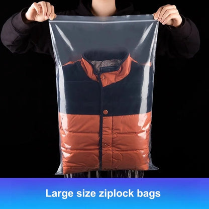 StoBag 10PCS Large Transparent Zipper Bags — Thick Waterproof Storage Pouches for Clothes & Food Packaging