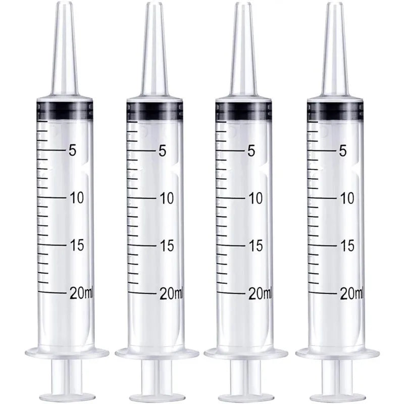 Reusable Plastic Measuring Syringe - 20ml and 60ml Needle-Free Liquid Dispenser for Hydroponics, Oils, Nutrients, and Pet Feeding