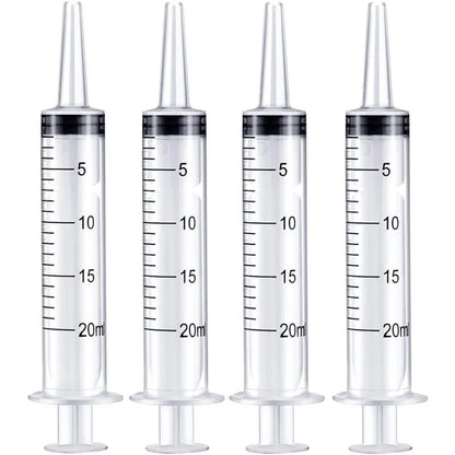 Reusable Plastic Measuring Syringe - 20ml and 60ml Needle-Free Liquid Dispenser for Hydroponics, Oils, Nutrients, and Pet Feeding