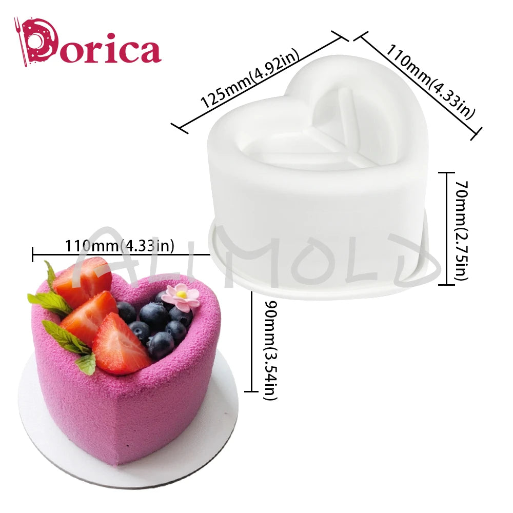 Dorica Silicone Baking Mold — Round, Heart, Star & Square Bento Cake, Chocolate, Mousse, Soap & Candle Moulds for Kitchen Bakeware