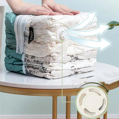 Large No-Pump Vacuum Compression Storage Bags: Space-Saving Plastic Bags for Clothes and Blankets – Ideal for Travel and Home Use