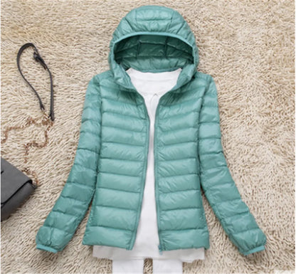 Women’s Lightweight Puffer Jacket - Hooded Packable Down Coat Plus Size 5XL-7XL Spring Autumn Outerwear
