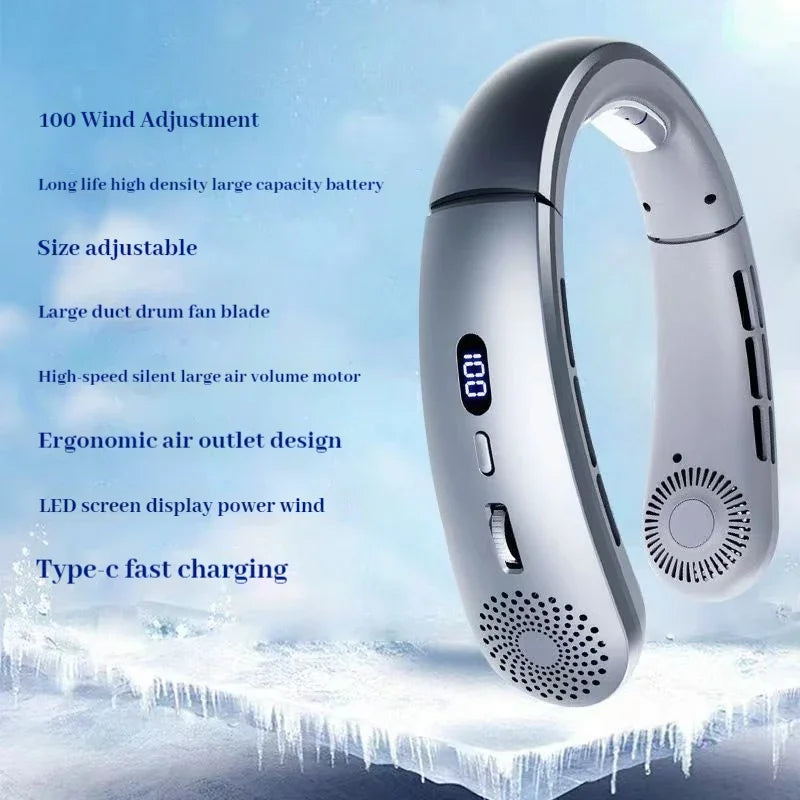 Wearable Neck Fan - 5-Speed Low Noise Hands-Free Cooling Fan for Indoor & Outdoor Sports