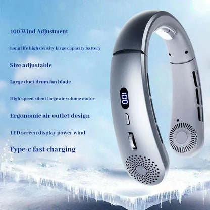 Wearable Neck Fan - 5-Speed Low Noise Hands-Free Cooling Fan for Indoor & Outdoor Sports