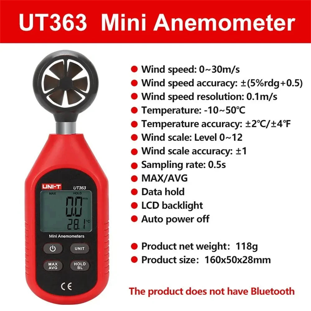 UNI-T Digital Meter Series - UT383/BT Light Meter, UT363/BT Anemometer, UT353/BT Sound Meter & UT333/BT Temperature Humidity Meter