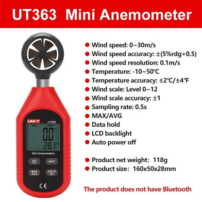 UNI-T Digital Meter Series - UT383/BT Light Meter, UT363/BT Anemometer, UT353/BT Sound Meter & UT333/BT Temperature Humidity Meter