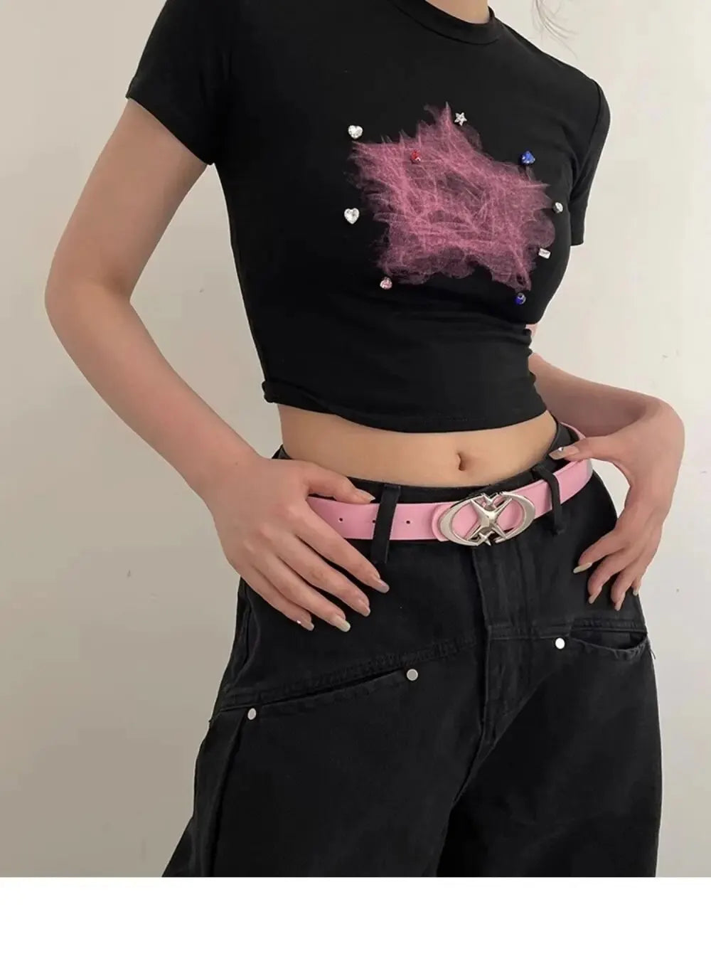 Women’s Punk Star Buckle Belt – Cross Metal Vintage Gothic Y2K PU Leather Waistband for Pants & Jeans, Unisex Fashion Belt