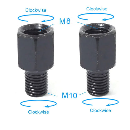 Pair Black Motorcycle Mirror Adapters M10 & M8 – 8mm/10mm Rearview Mirror Conversion Bolts, Left & Right Thread