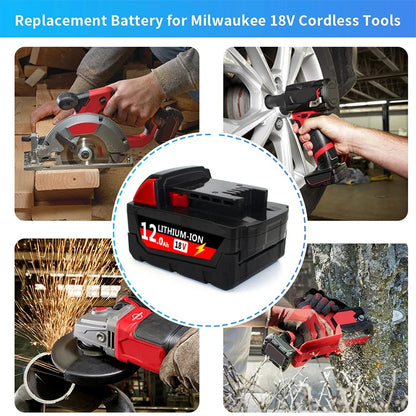 Original Milwaukee M18 18V 12000mAh Power Tool Battery – Includes Charger, BR, XC, M18B5, 48-11-1860, Built-in 21700 Battery