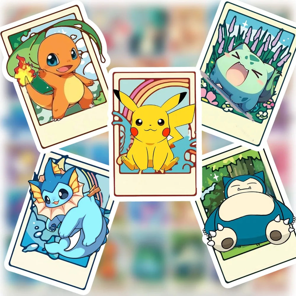 50PCS Cute Pokémon Tarot Card Stickers - Funny Cartoon DIY Decals for Phones, Skateboards, Bikes, Notebooks, Cars, and More