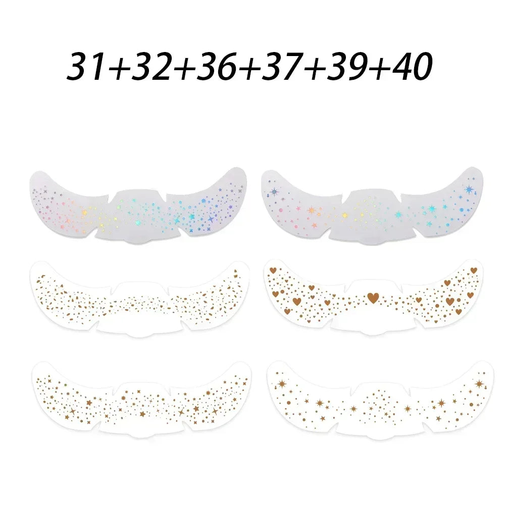 6pcs Hot Stamping Freckles Makeup Patches – Metallic Gold & Silver Temporary Tattoo Stickers for Face