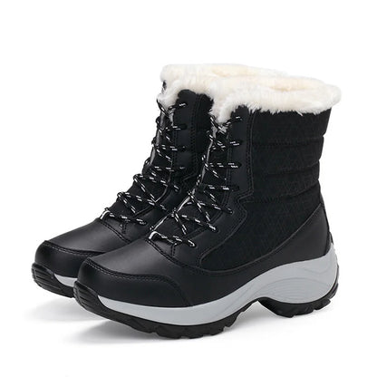 Women's Winter Snow Boots – Plush Lined Platform Flat Casual Shoes for Warmth and Comfort