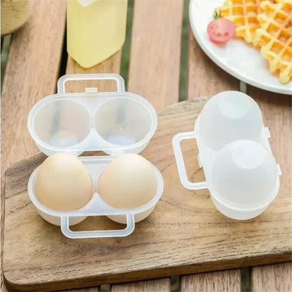 Portable 2-Cell Egg Storage Box – Shockproof Plastic Egg Tray Holder for Refrigerator & Outdoor Travel Egg Protection Container