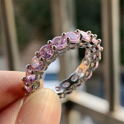 925 Sterling Silver Eternity Band Ring - CZ Diamond Promise Engagement Wedding Jewelry for Women & Men