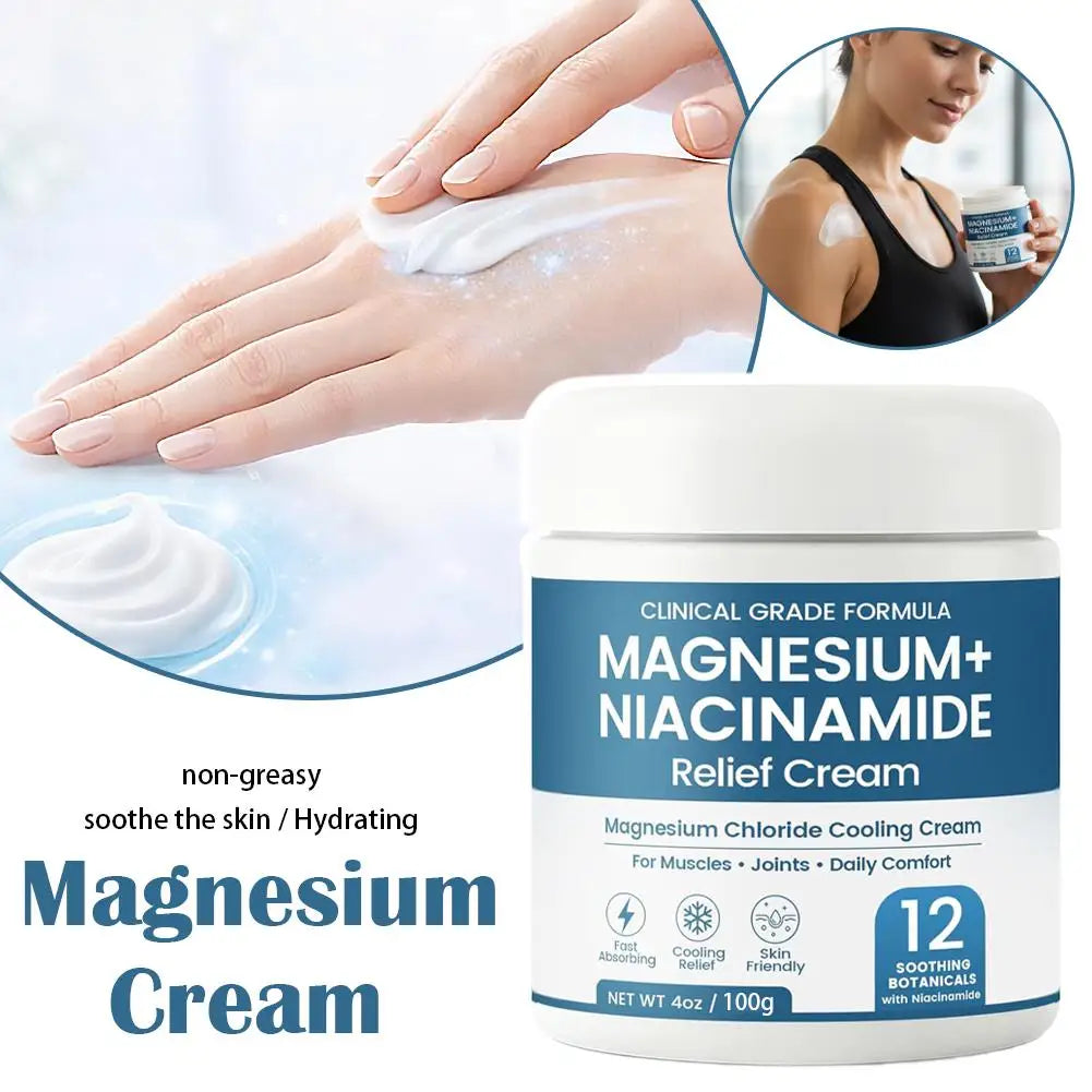 Magnesium Niacinamide Relief Cream - Topical Magnesium Chloride with Arnica & Boswellia for Legs, Feet & Joints