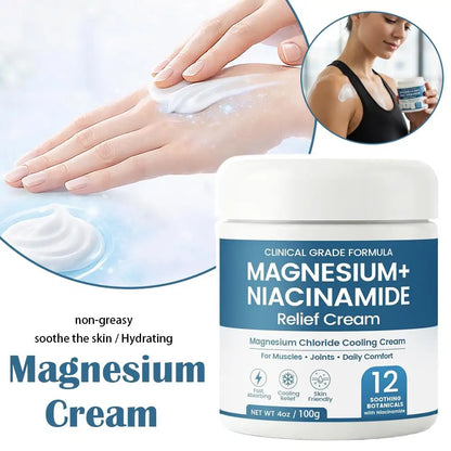 Magnesium Niacinamide Relief Cream - Topical Magnesium Chloride with Arnica & Boswellia for Legs, Feet & Joints