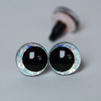 20pcs 3D Cartoon Glitter Doll Safety Eyes – Strange Eyes with Hard Washer, 16mm-30mm for Toys
