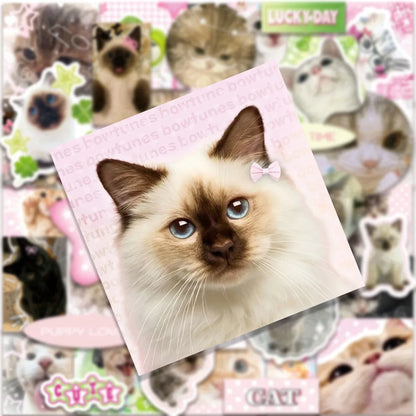 50PCS Retro Cat Graffiti Stickers - Cute Cartoon Waterproof Decals for Luggage, Phones, Guitars, and Scrapbooks