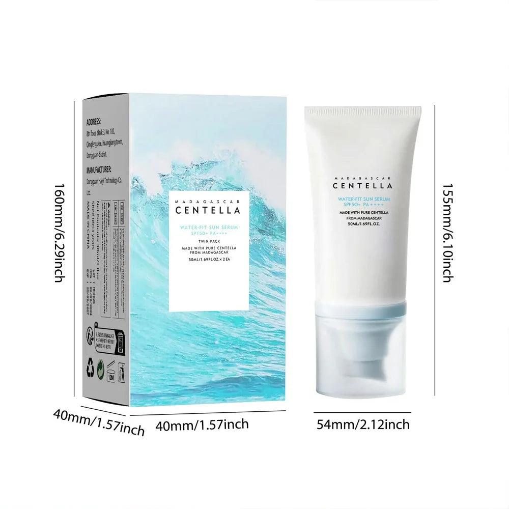 50+ SPF Facial Sunscreen Cream — Centella Sunblock for Skin Whitening, Moisturizing & Body Protection