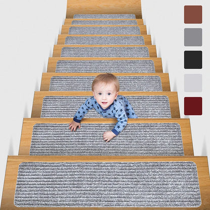 20x76cm Soft Stair Mat – Self-Adhesive Non-Slip Water Absorption Carpet Protector, Variety Pattern Rug for Stairs