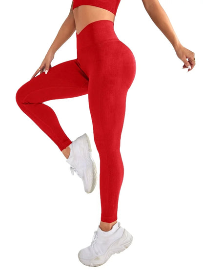 Women’s Sports Leggings – V-Waist Elastic Peach Buttocks Fitness Pants with Raised Hips, High Waist Seamless Yoga Pants