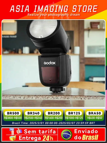 【Do Brasil】 Godox V1 Speedlight Flash - TTL 2.4G HSS for DSLR & Mirrorless Cameras, Compatible with Canon, Sony, Nikon, Fujifilm