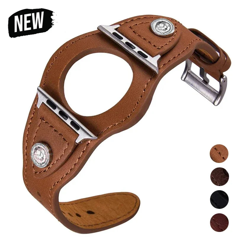 PU Leather Apple Watch Strap – Compatible with Series 1–9, SE & Ultra (38mm–49mm) for Men & Women